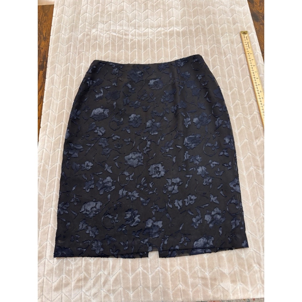PRETA Velvet Floral Burnout Mesh Midi Pencil Skirt Size 42 Goth Dark Academia - Picture 3 of 11